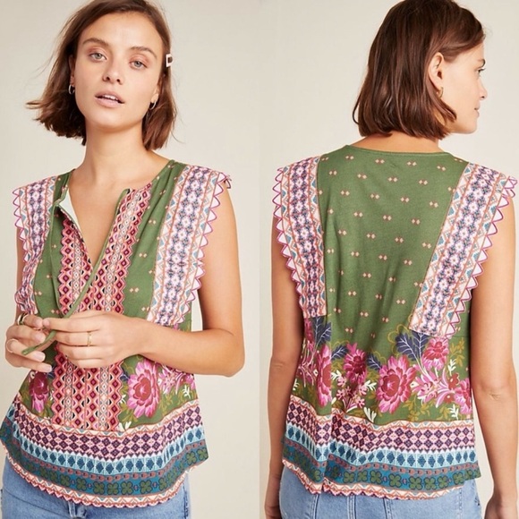 Anthropologie Tops - Anthropologie Sigrid Embroidered Tank Size Medium